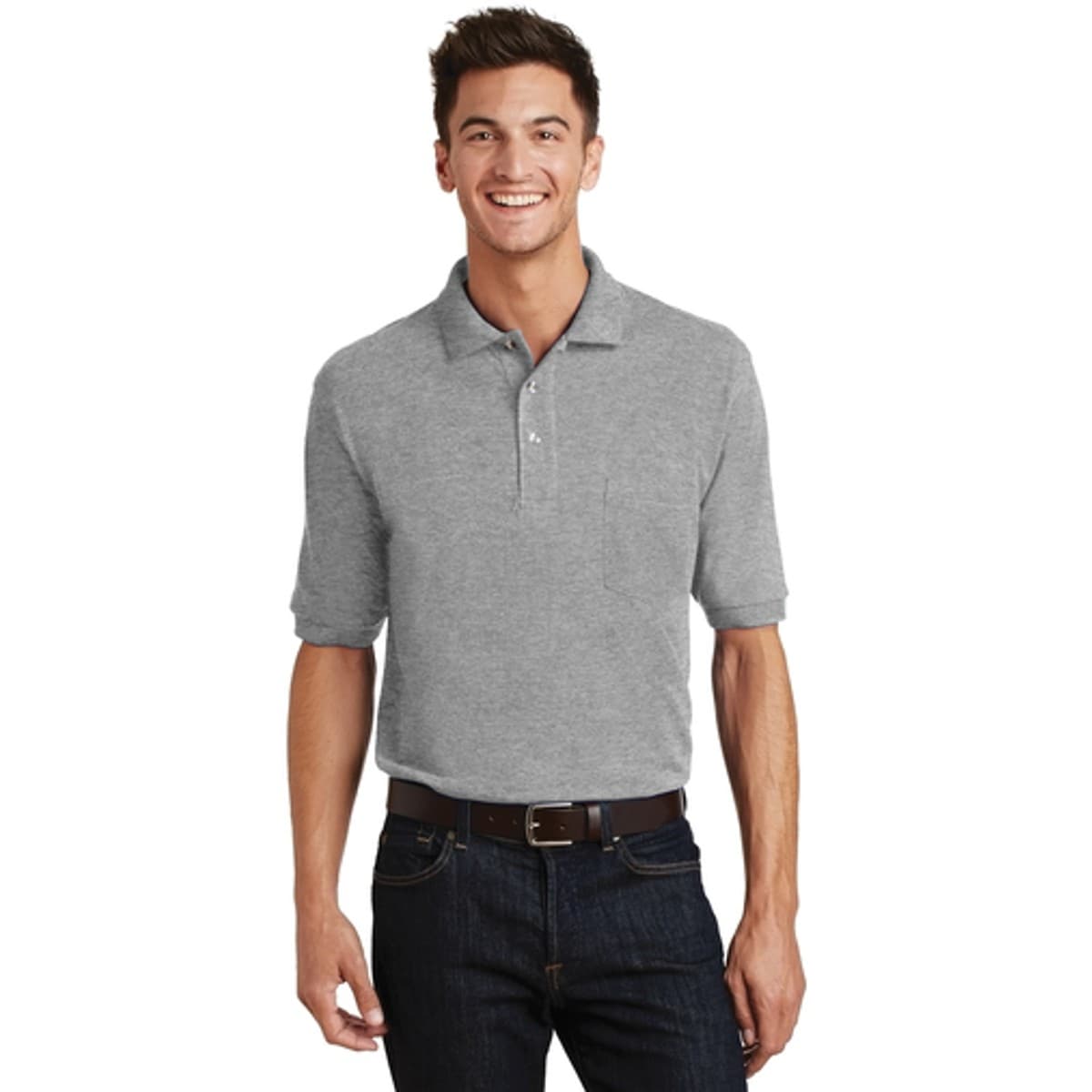 Port Authority Heavyweight Cotton Pique Polo with Pocket in Oxford